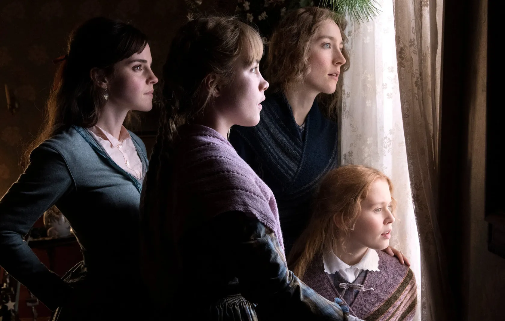 سرشه رونان، اما واتسون و فلورنس پیو در فیلم Little Women