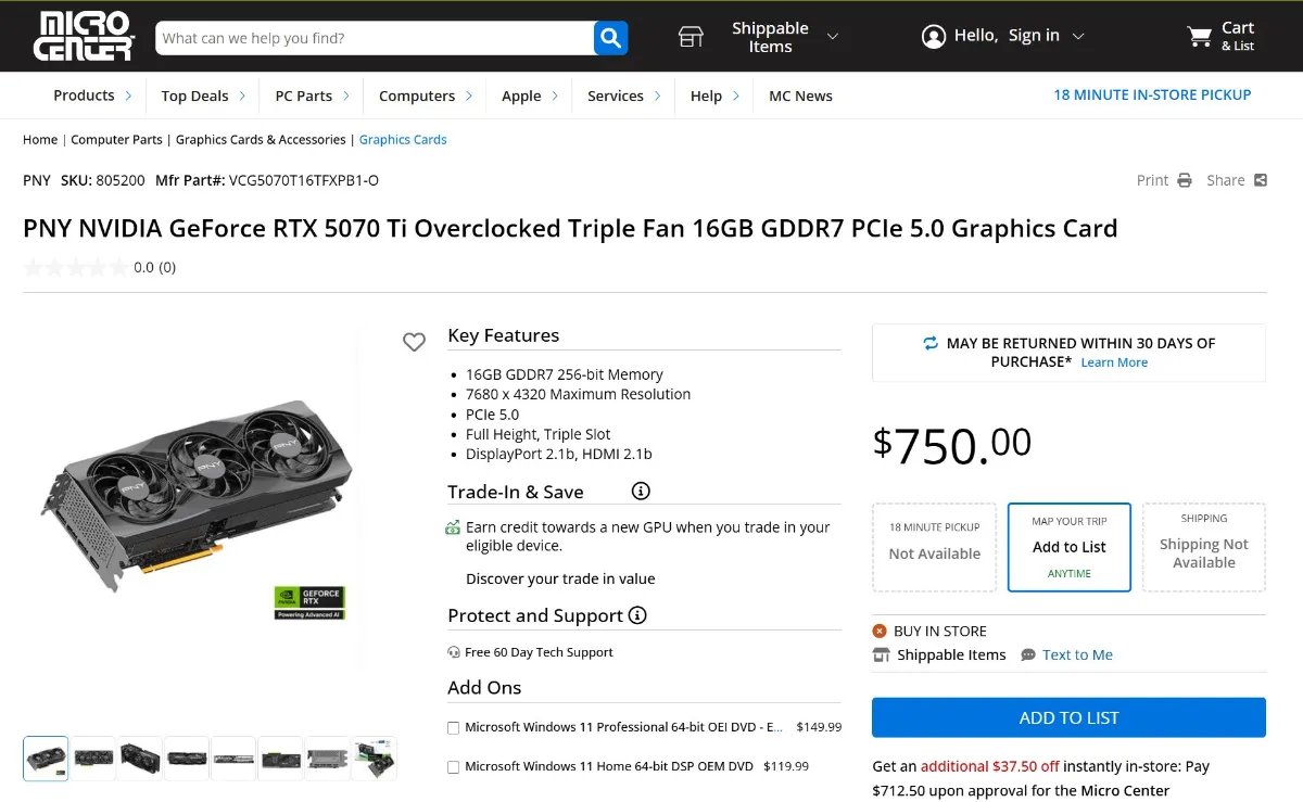 پیشفروش کارتهای گرافیک RTX 5070 Ti و بررسی قیمتها